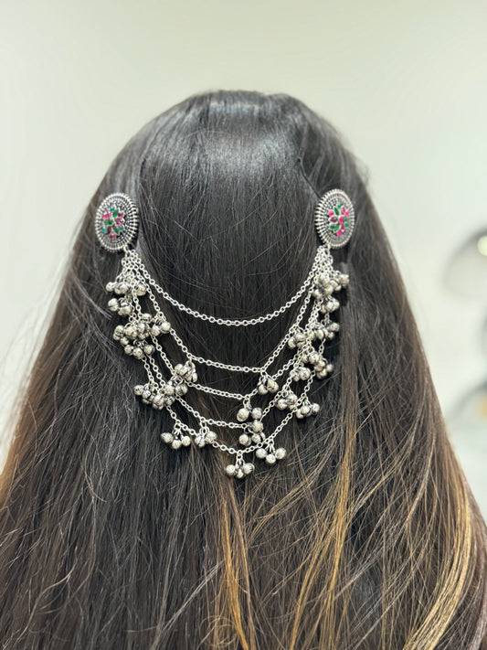 Ghungroo Charm Oxidized Hair Brooch | Navratri 2025