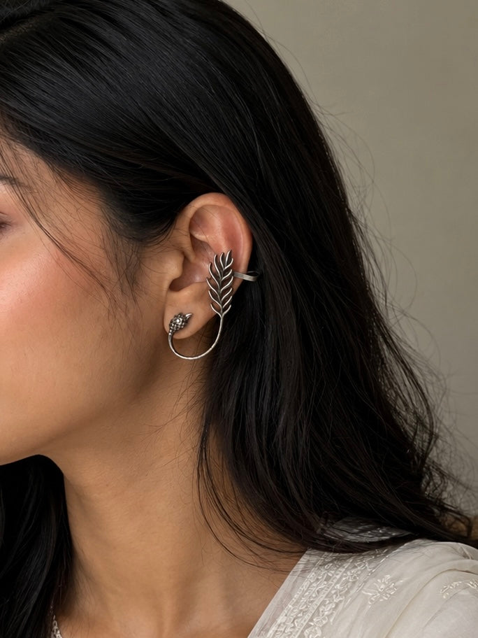 Peacock ear cuff - German silver