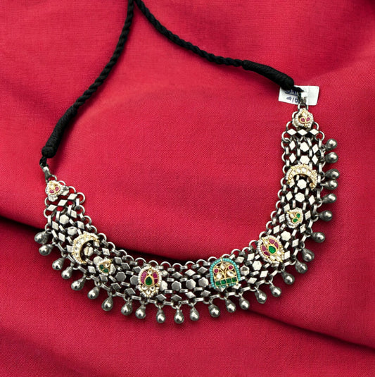 Kundan & Brass Oxidized Choker for Navratri and Festive Wear