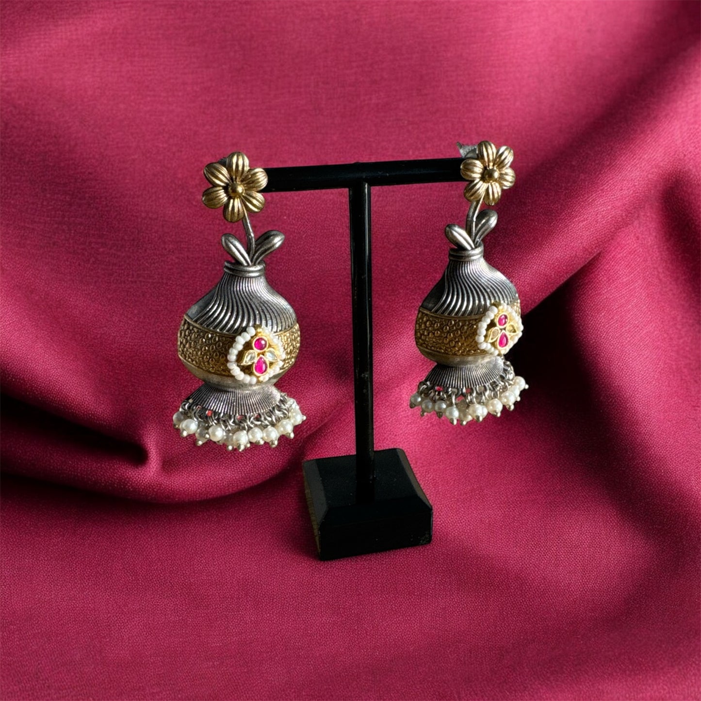 Bloom Pot Elegance Earrings | Navratri 2025 | statement Earrings