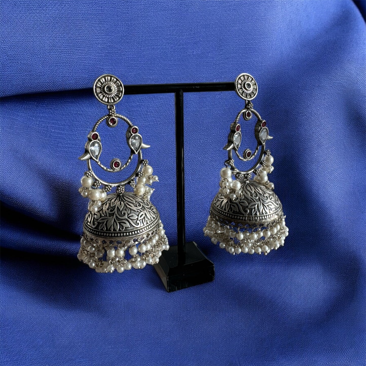 Maharani Kundan and Pearl Jhumka Earrings | Boho Look | Navratri 2025 | Statement Earrings