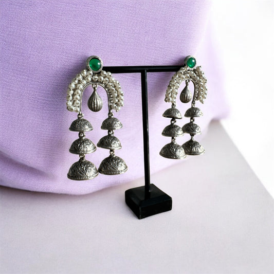 Vintage pearl Bell Elegance Earrings | Navratri 2025 Earrings