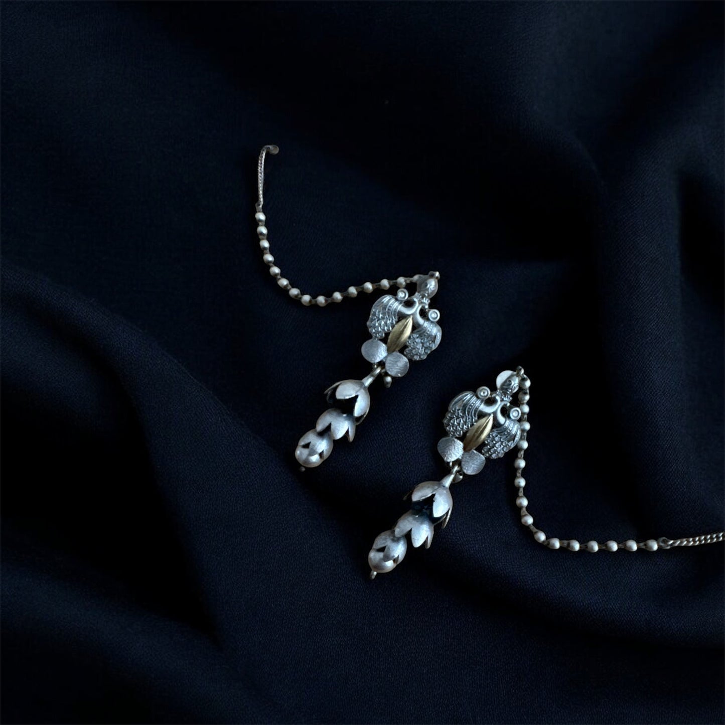 Oxidised Chained Blossom Bells Jhumka Earrings | Navratri 2025 | Statement Earrings
