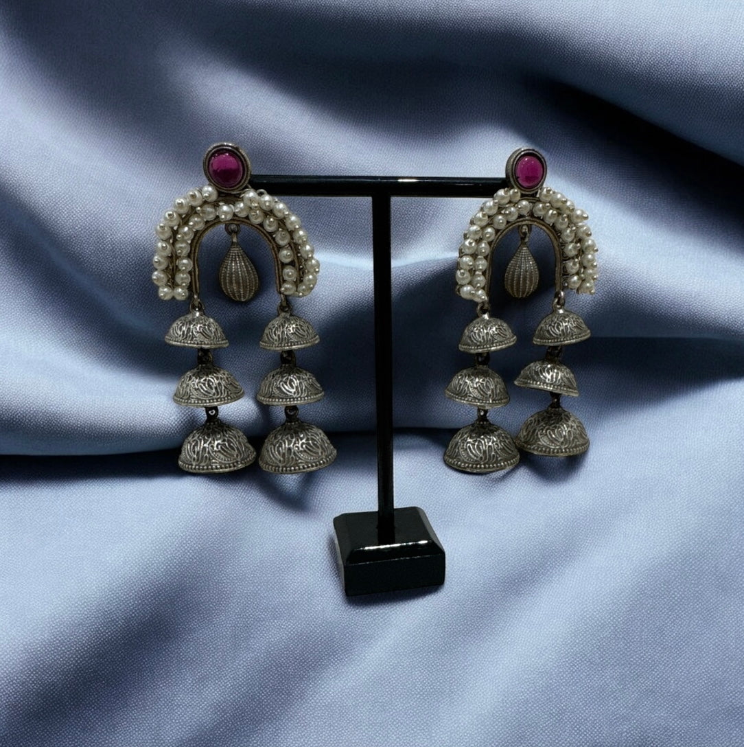 Vintage pearl Bell Elegance Earrings | Navratri 2025 Earrings