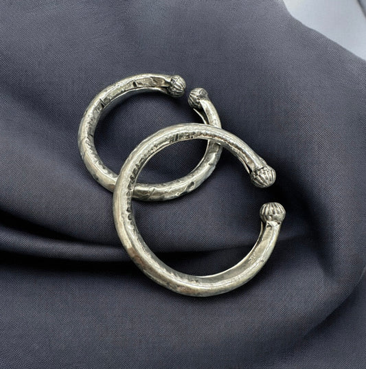 Men's Oxidised German Silver Hasli Kada & Ankle Kada Set