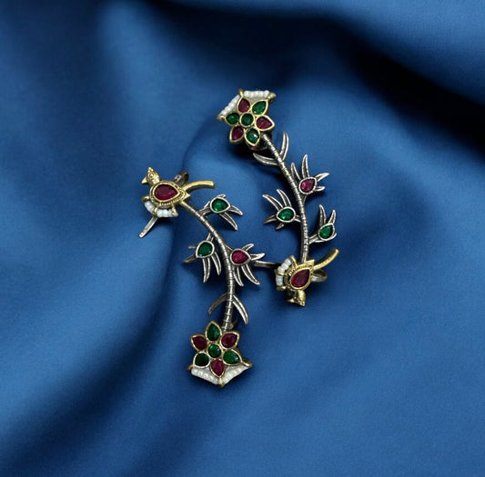 Floral Vine Earcuff with Kundan Work
