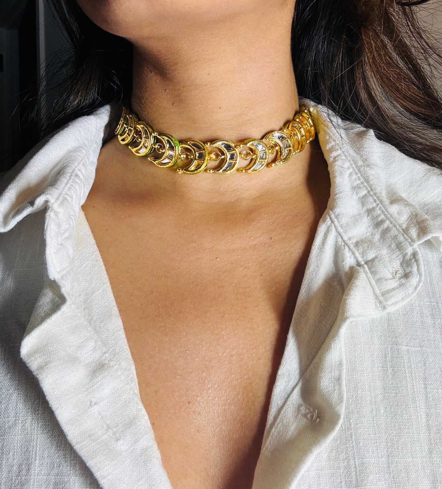 Lunar Elegance: The Moissanite Polki Choker