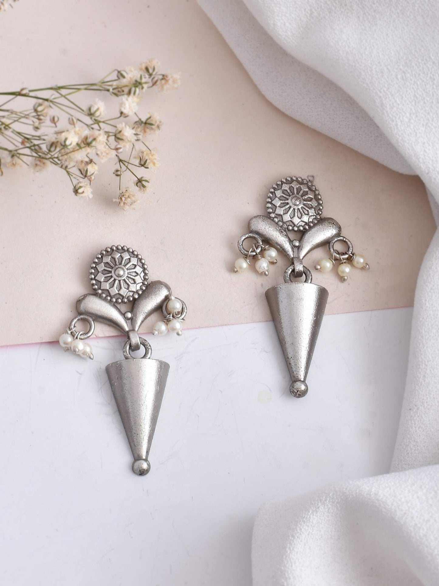 Oxidized Cone-Shaped Jhumka Earrings