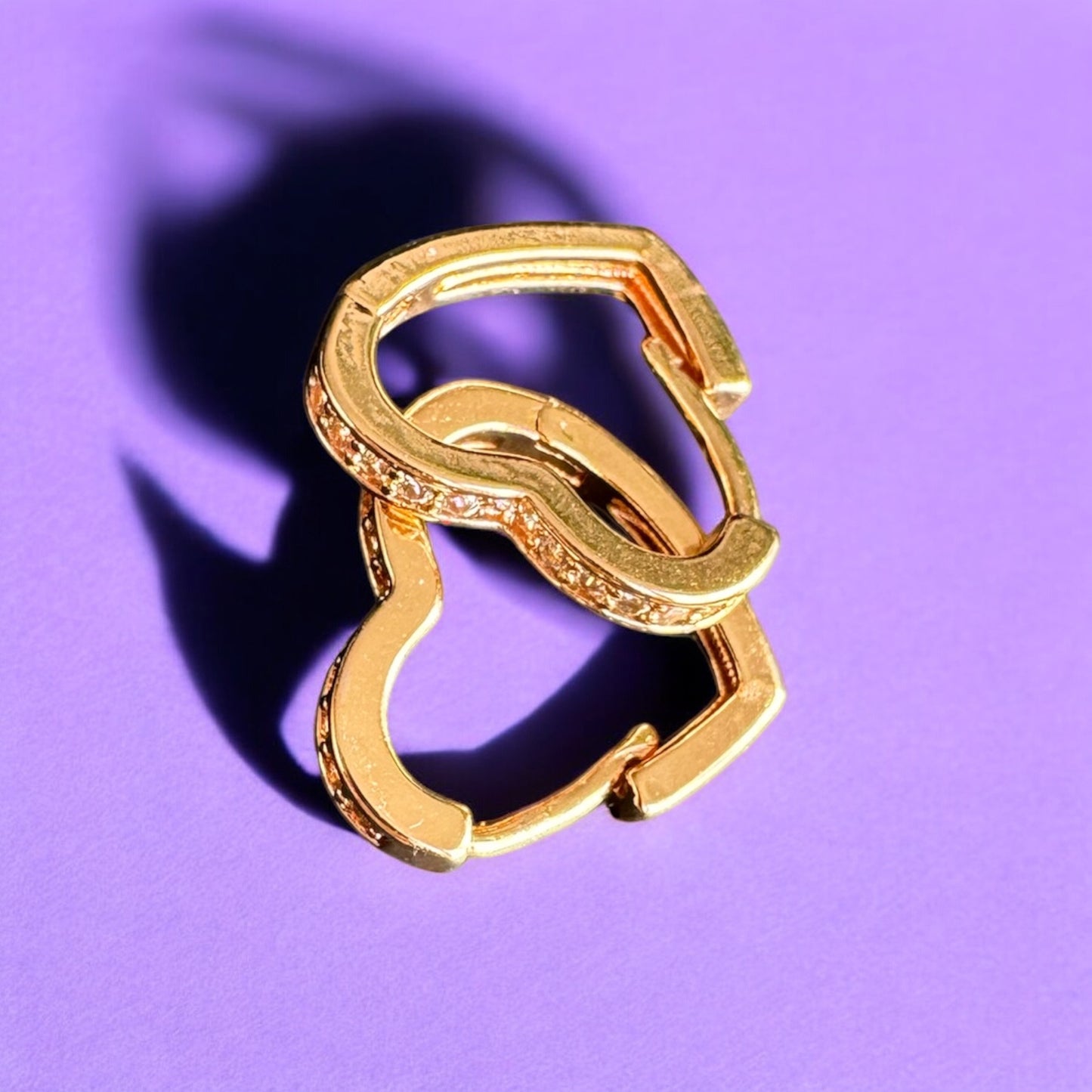 Luxurious Gold Heart Hoop Earrings