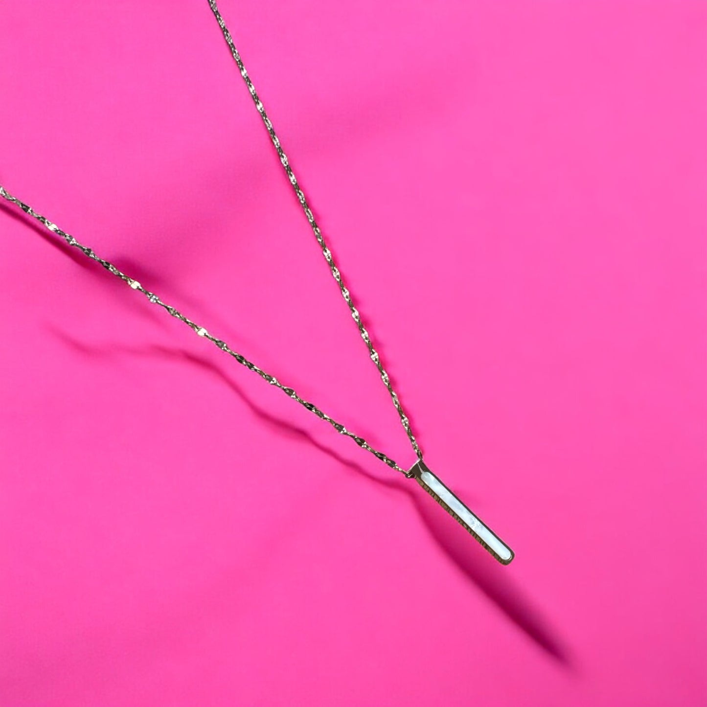 Rose Gold Necklace with Rectangular Mother of Pearl Pendant – Simple & Elegant