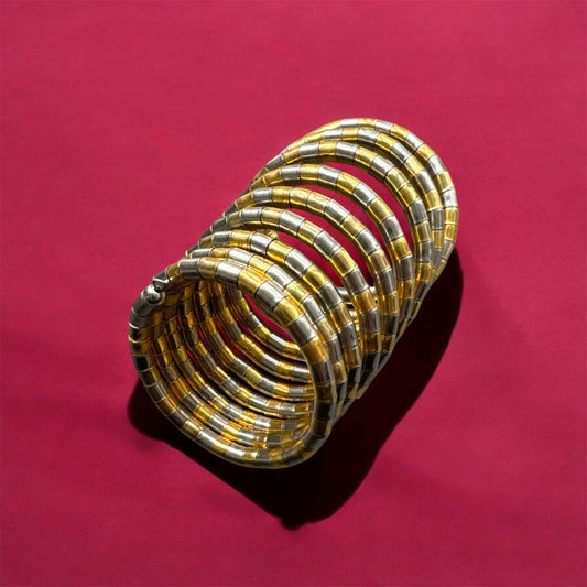Golden Silver Spiral Bracelet – Twisted Elegance