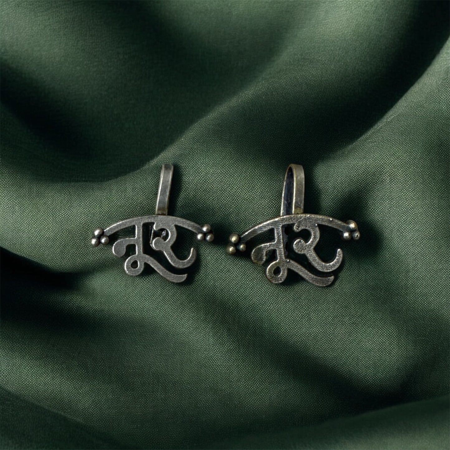 Radiant Silver Ear Cuff with Hindi 'Noor' Inscription
