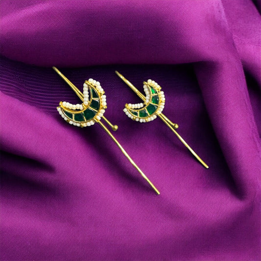 Trending 2025 Golden Moon Kundan Ear Cuff – Navratri Special Celestial Jewellery (Single)