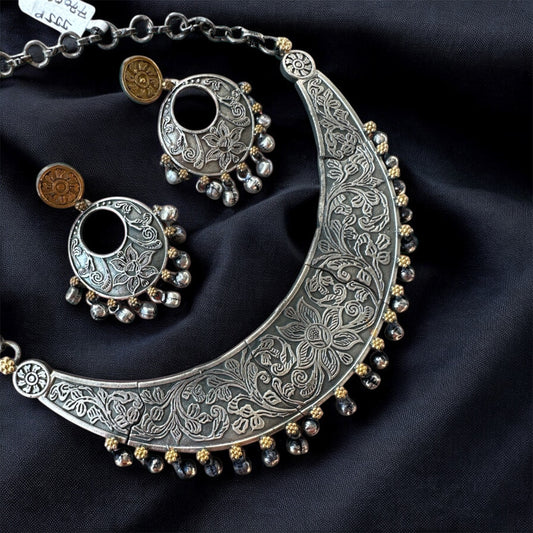 Dual Gleam Ghungroo Hasli with Earrings Set | Navratri 2025 | Statement Piece