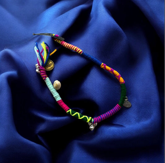 Handmade Boho Braided Single Tie with Pin – Trendy Hair Accessory for Navratri & Festivals