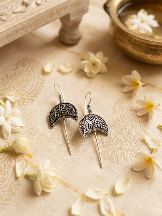Antique oxidised moon earcuffs | Navratri 2026