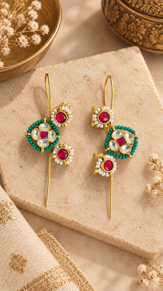 Gulzar Needle Earcuffs | Pachi Kundan