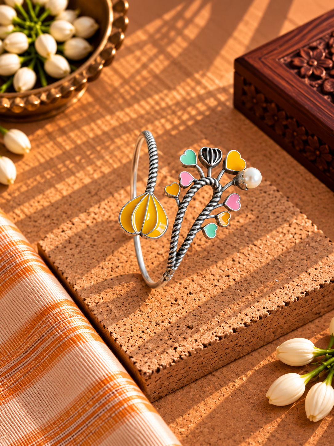 Handpainted Yellow Adjustable Bracelet