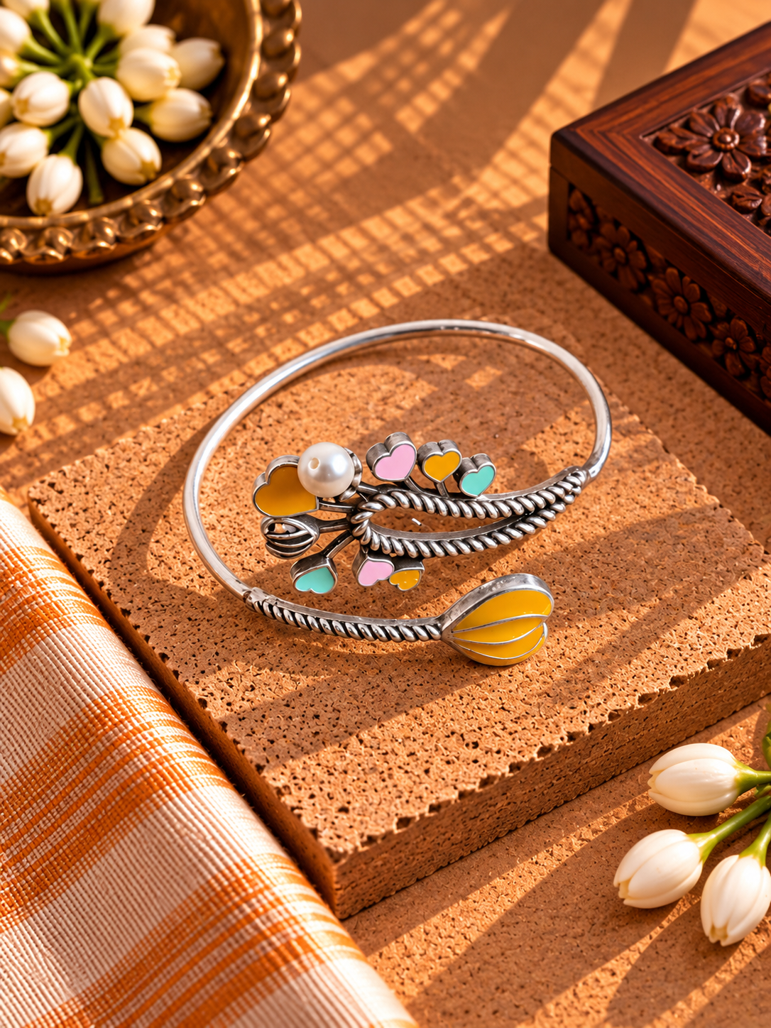 Handpainted Yellow Adjustable Bracelet