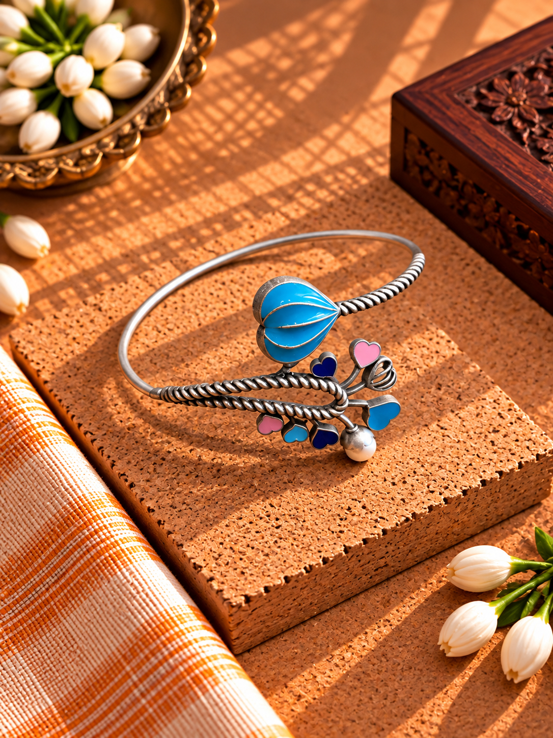 Handpainted Blue Adjustable Bracelet