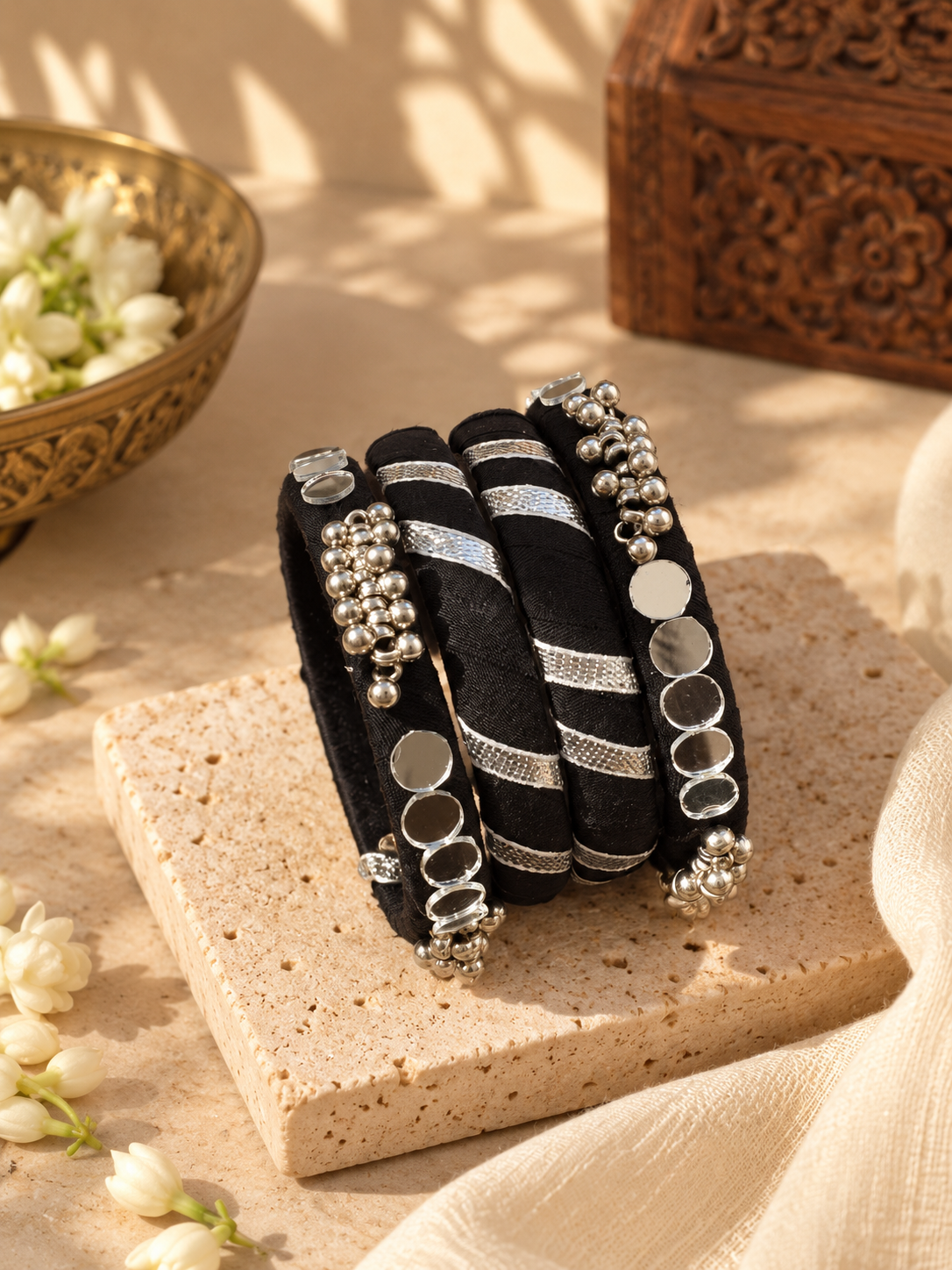 Handmade Black Bangles Set