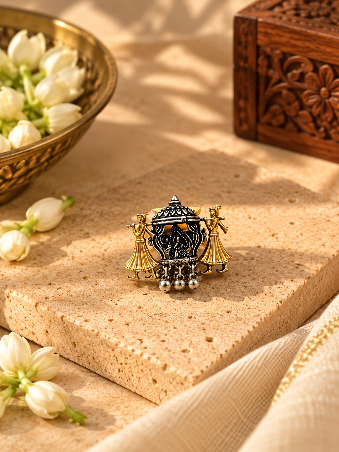 Dual Tone Doli Oxidised Ring