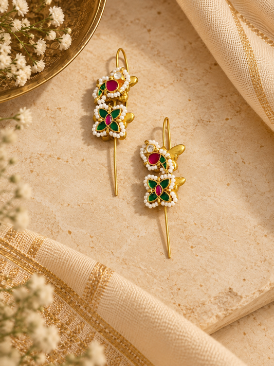 Titli Pachi Kundan Green Needle Earcuff