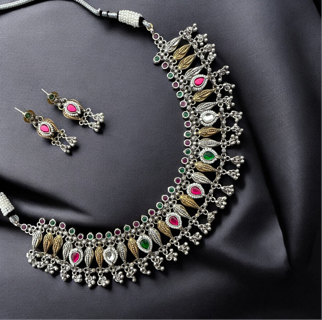 Navratri Special: Oxidised Brass Necklace and Earring Set