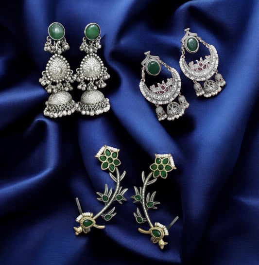 Navratri 2025 Day 3 Combo: Ethereal Elegance Ear Stack Set with Chandbalis & Earcuff