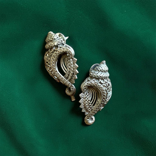 German Silver Paisley Statement Earrings | Traditional Indian Jewellery | Navratri 2026