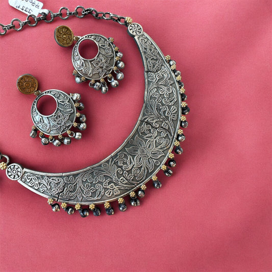 Dual Gleam Ghungroo Hasli with Earrings Set | Navratri 2025 | Statement Piece