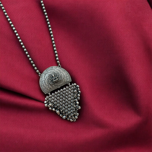 Antique Brass Goddess Lakshmi Long Necklace | Oxidised | Navratri 2025 | Statement Piece