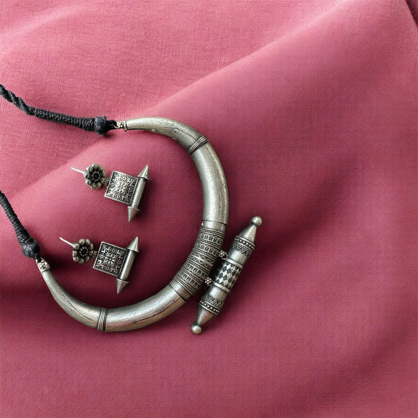 Vintage Oxidised Hasli and Earring Set | Navratri 2025 | Statement Piece