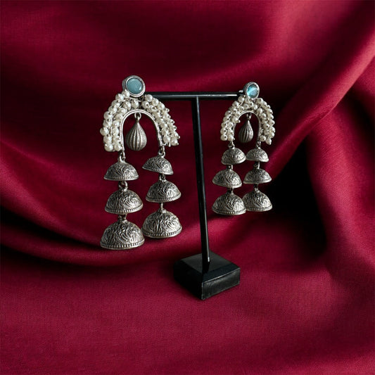 Vintage pearl Bell Elegance Earrings | Navratri 2025 Earrings