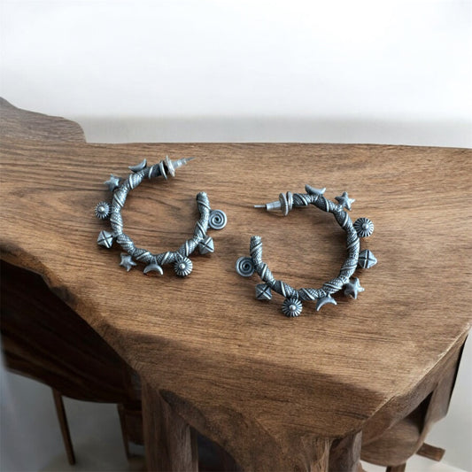 Lunar Glow Hoop Earrings | Navratri 2025 | Statement Piece
