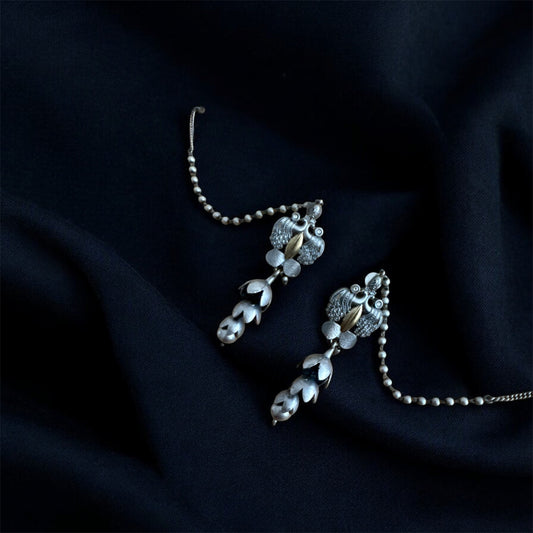 Oxidised Chained Blossom Bells Jhumka Earrings | Navratri 2025 | Statement Earrings