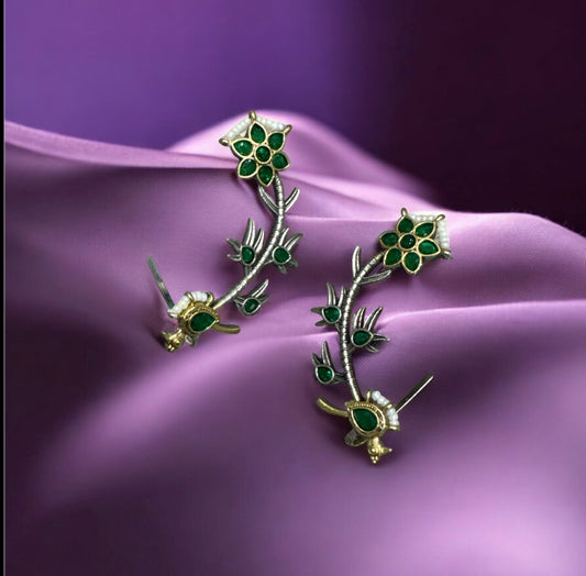 Floral Vine Earcuff with Kundan Work