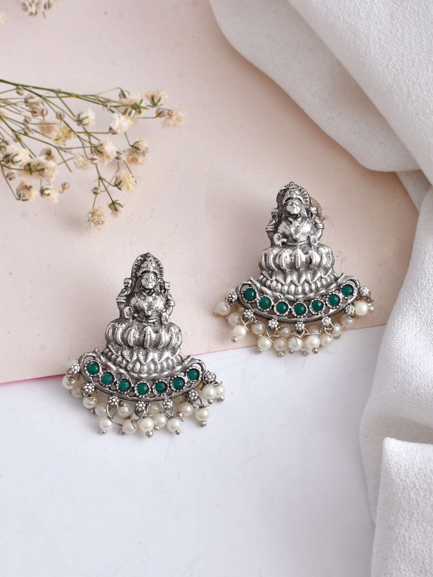 Laxmi Oxidized Earrings with Pearls