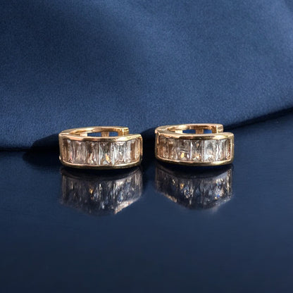 Rose Gold Round Hoop Earrings with Fitted Diamonds – Classic & Sparkling