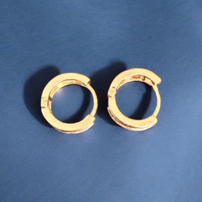 Rose Gold Round Hoop Earrings with Fitted Diamonds – Classic & Sparkling
