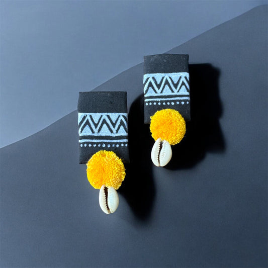 Hand‑Painted Pom‑Pom Earrings – Pink or Yellow Handmade Drops
