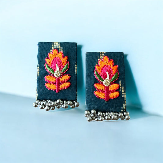 Handmade Embroidery Earrings – Artisan Thread-Work Jewelry