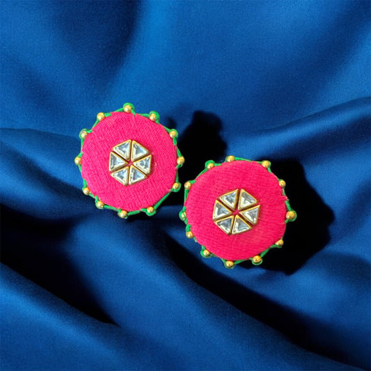 Handmade Red Round Stud Earrings – Lightweight Artisan Jewelry