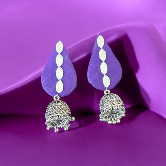 Handmade Oxidised Jhumka Earrings with Mirror Work