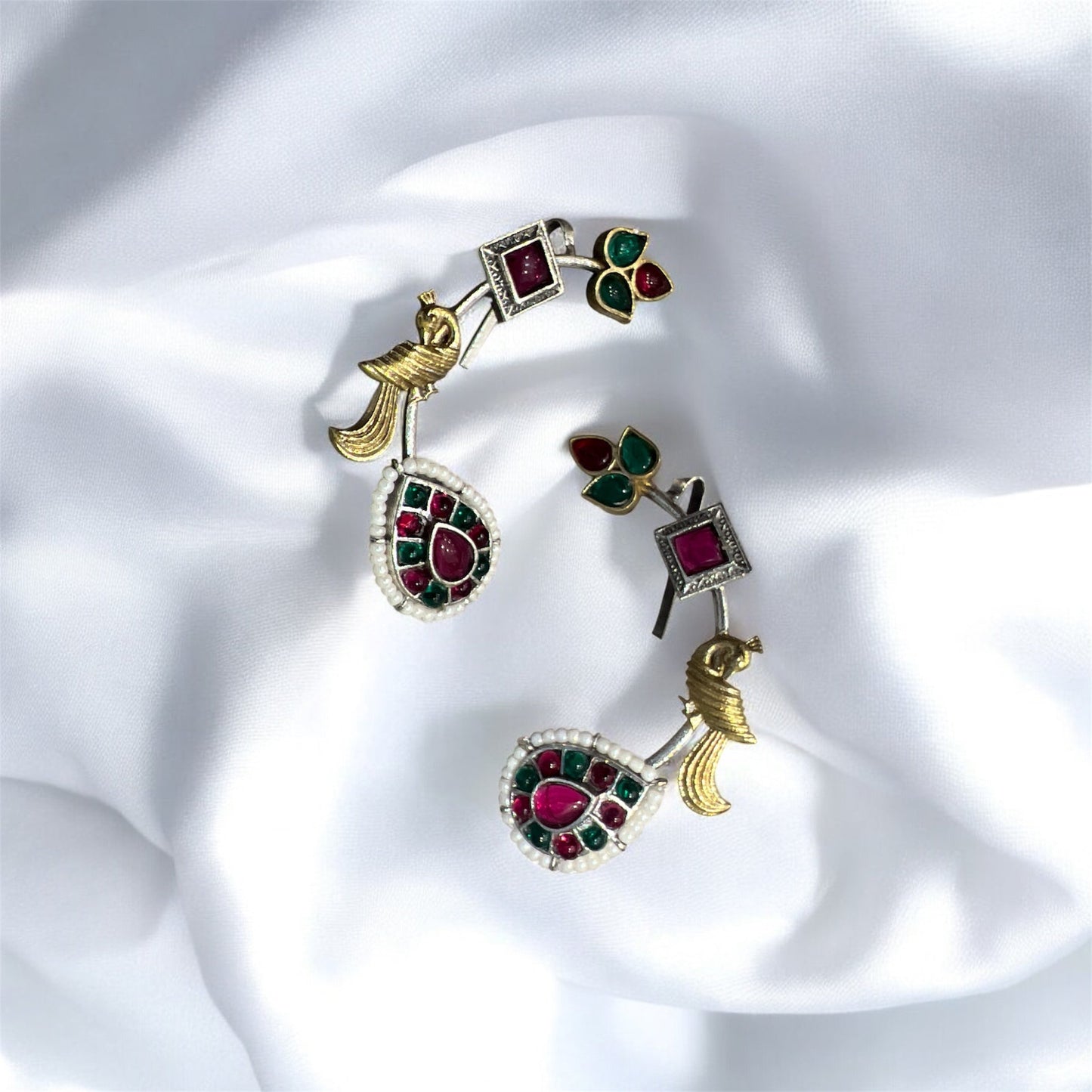 Trendy Oxidized Peacock Kundan Ear Cuff – Navratri Special Statement Jewelry