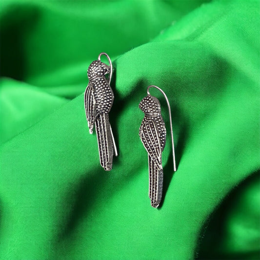 Oxidized Peacock-Shaped Earrings