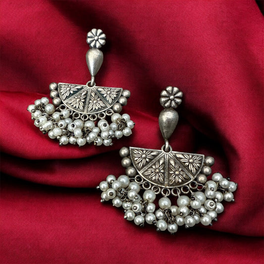 Oxidised Half-Round Pearl Bead Accent