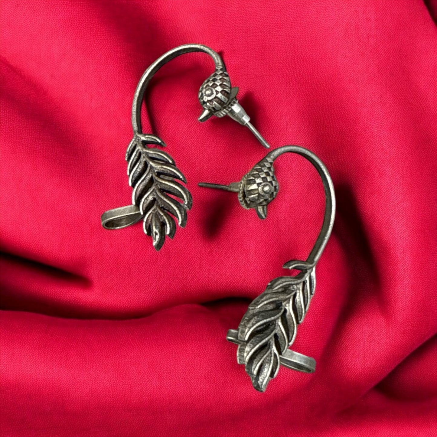 Oxidised Silver Peacock Ear Cuff – Bohemian Statement Jewelry