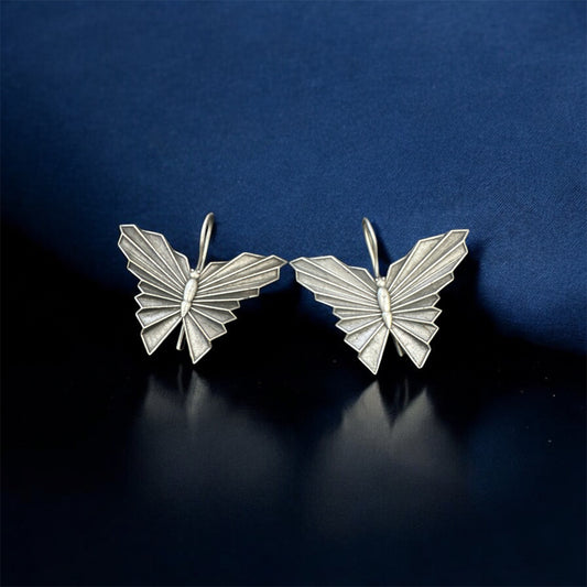 Oxidized Brass Butterfly Dangle Earrings – Ethereal Navratri Jewelry