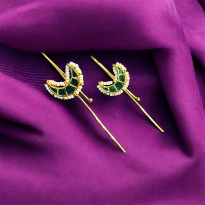 Trending 2025 Golden Moon Kundan Ear Cuff – Navratri Special Celestial Jewellery (Single)